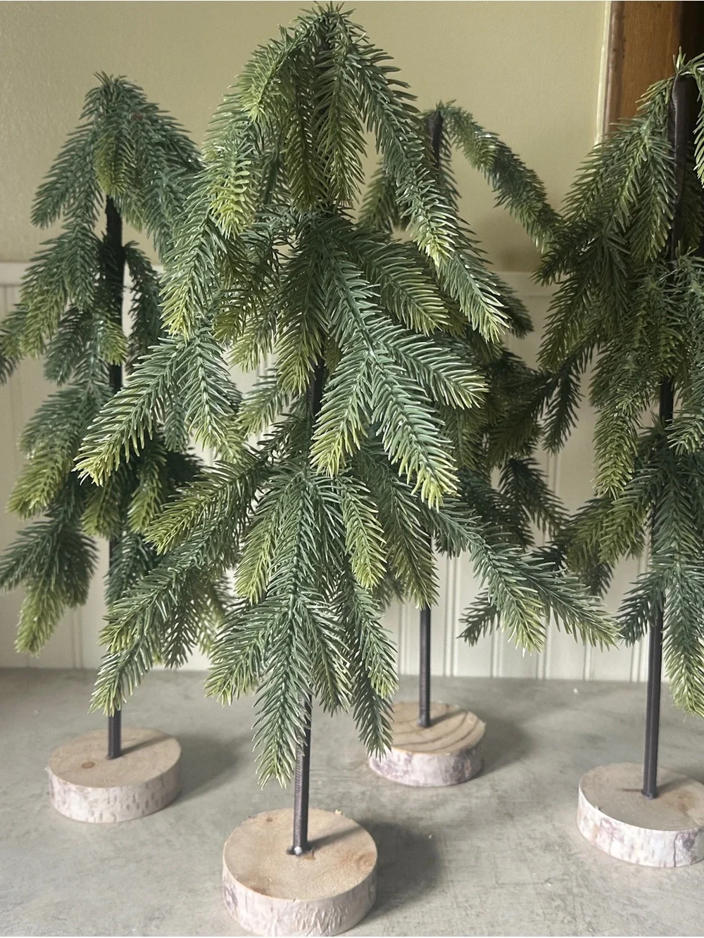 Large Artificial 18” Pine Trees Set Of 4 Christmas Village Mantel Decor Display